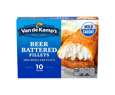 Van de Kamp's Beer Battered 100% Whole Fish Fillets, Frozen, 19.1 oz 10 ct